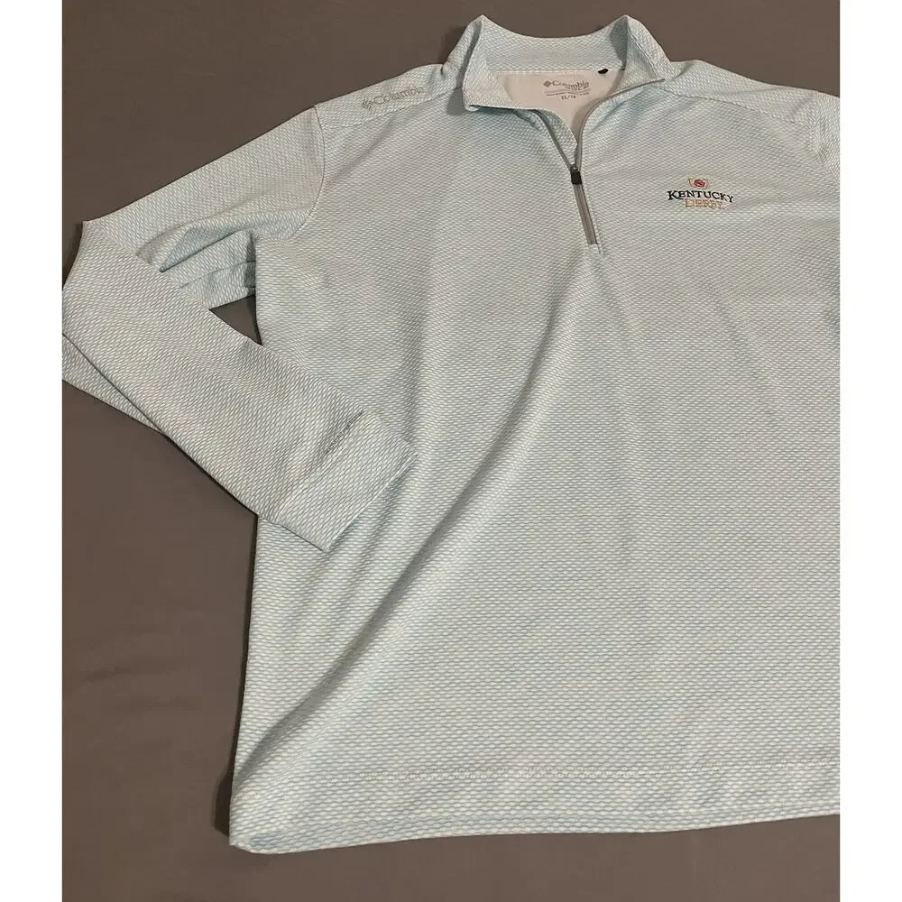 Columbia Men’s 1/4 Zip Pullover XL Light Blue Kentucky Derby Excellent